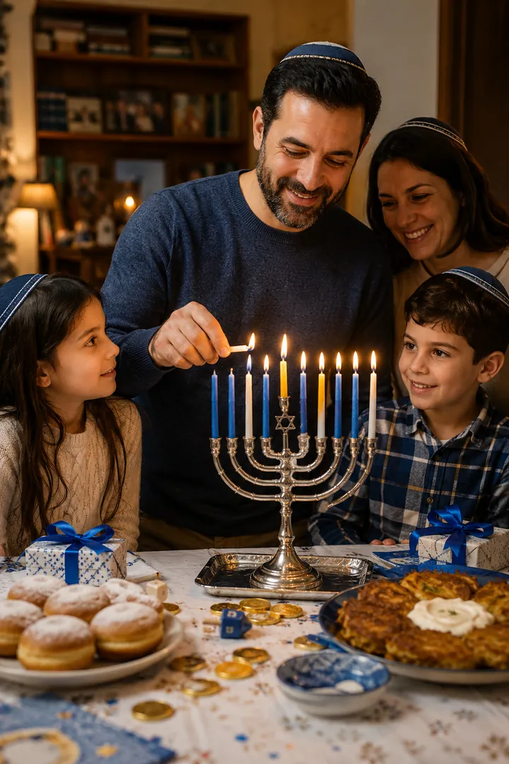 Hanukkah Family Gathering: AI American Cultural Celebrations photo effect