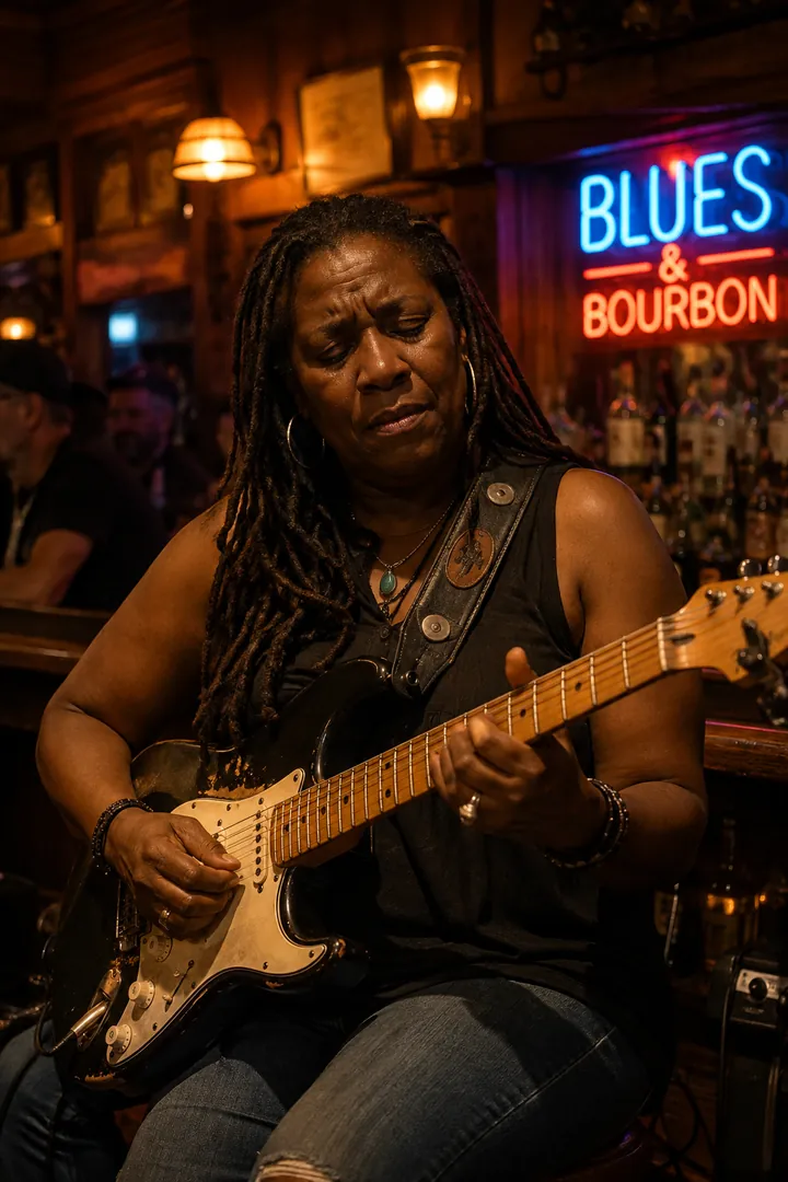 Blues Bar Performance: AI Music & Concert Vibes photo effect example 2