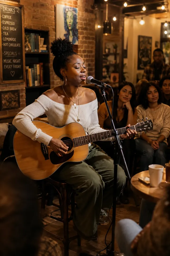 Indie Music Café: AI Music & Concert Vibes photo effect example 2