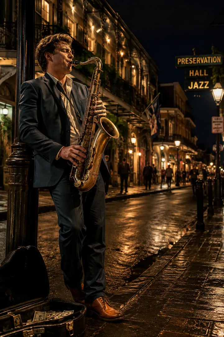 New Orleans Jazz Night: AI Music & Concert Vibes photo effect
