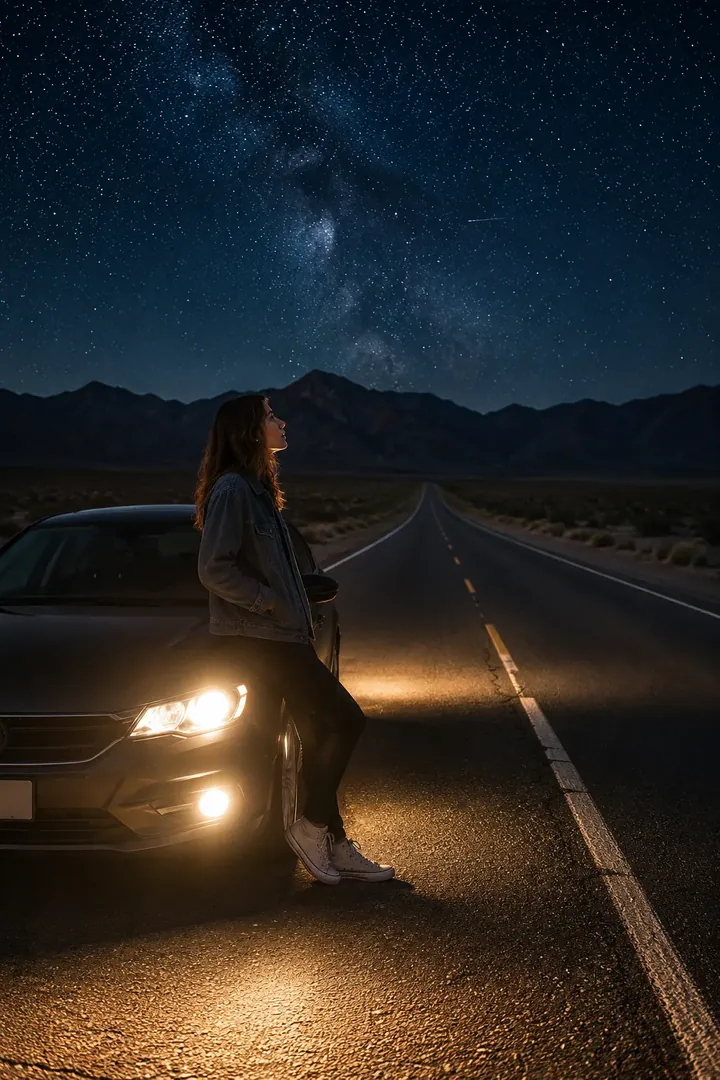 Midnight Road Trip: AI Road Trip & Summer Drives photo effect example 2