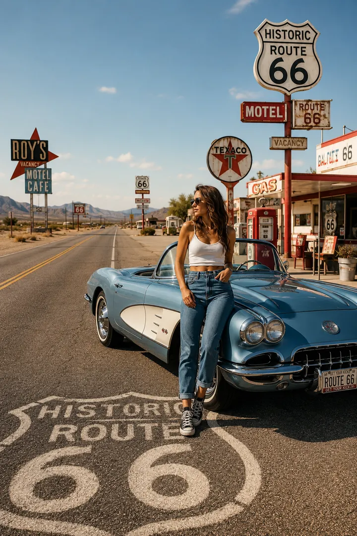 Route 66 Road Trip: AI Road Trip & Summer Drives photo effect example 2