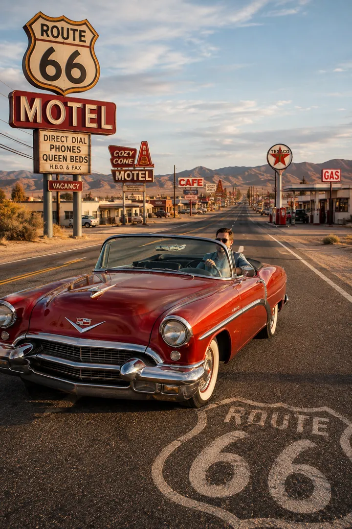 Route 66 Road Trip: AI Road Trip & Summer Drives photo effect