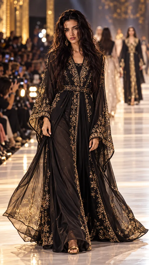 Abaya Fashion Runway: AI Arabian Cultural & Fashion photo effect