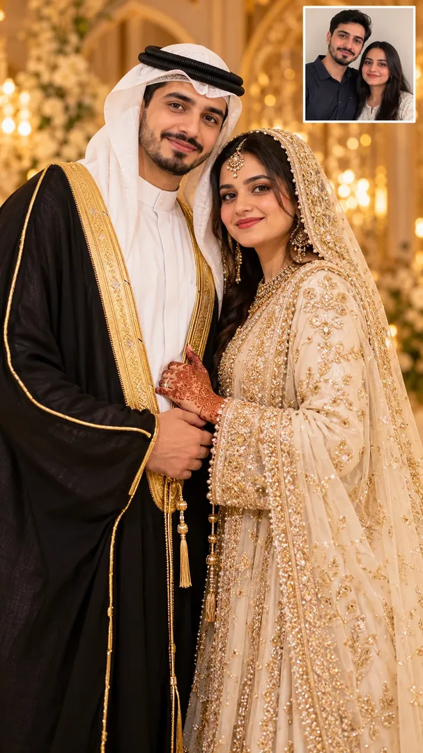 Gulf Wedding Look: AI Arabian Cultural & Fashion photo effect