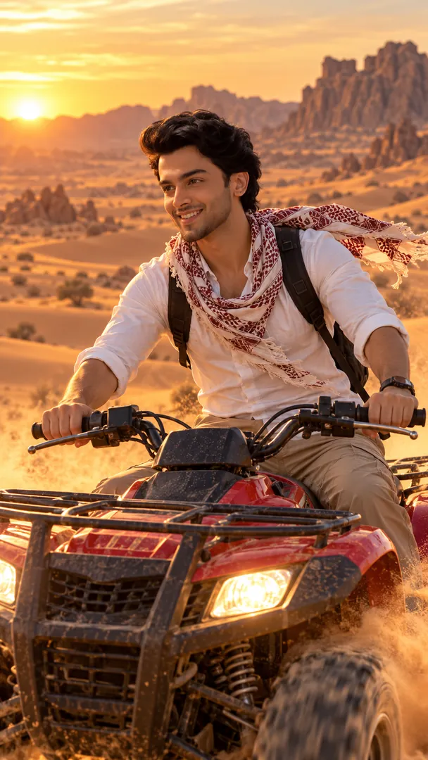 Desert Quad Bike: AI Arabian Desert photo effect
