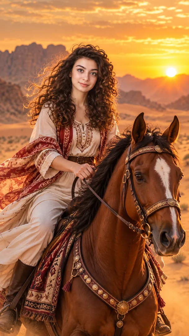 Horse Riding Arabian Desert: AI Arabian Desert photo effect