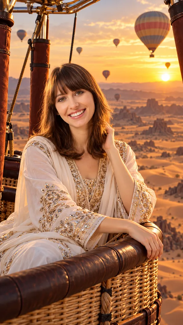 Hot Air Balloon Desert: AI Arabian Desert photo effect