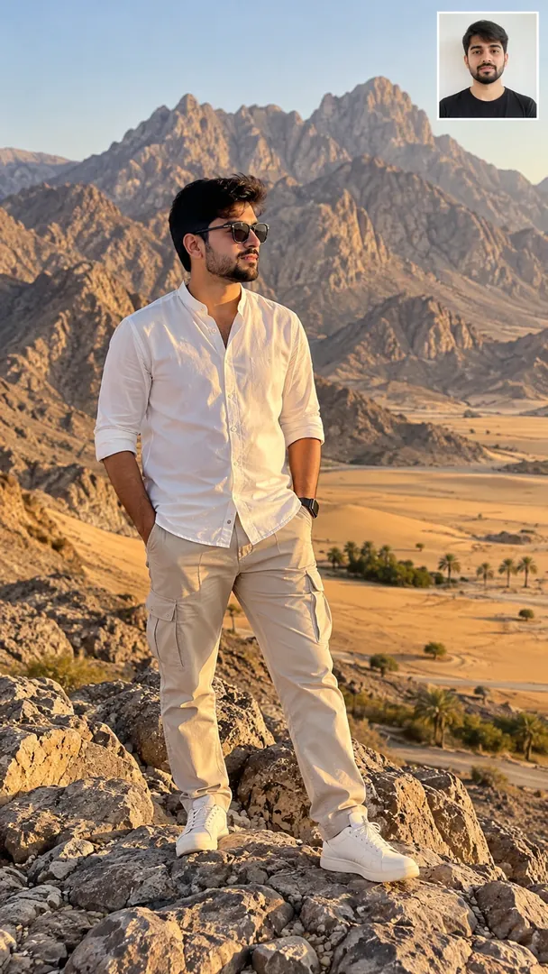 Oman Mountain Desert: AI Arabian Desert photo effect