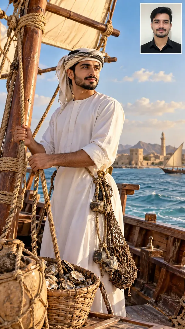 Pearl Diving Dhow Heritage: AI Arabian Heritage photo effect example 2