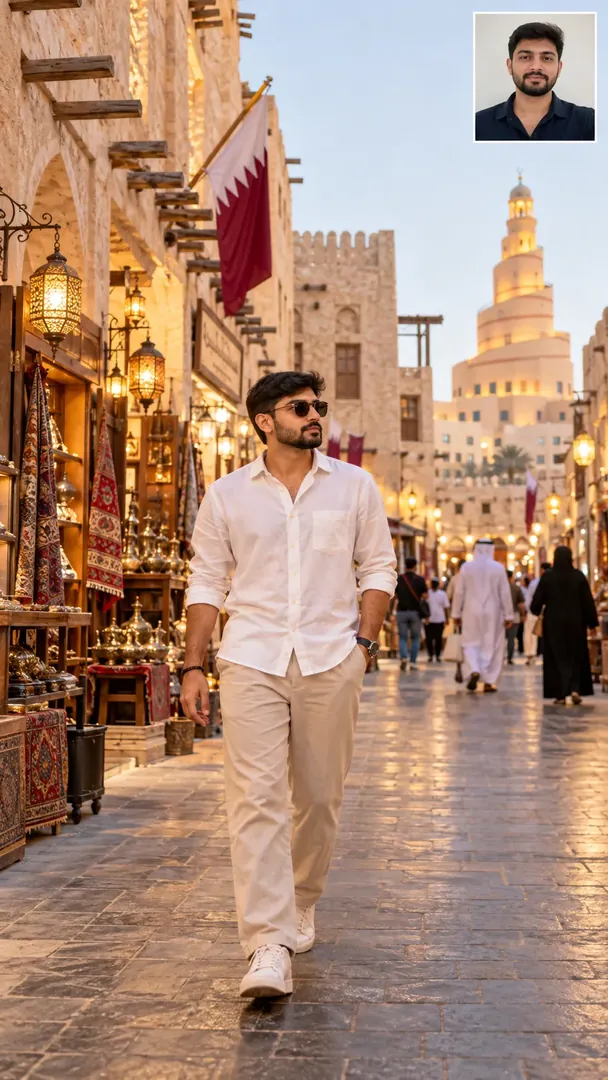 Souq Waqif Portrait: AI Arabian Heritage photo effect