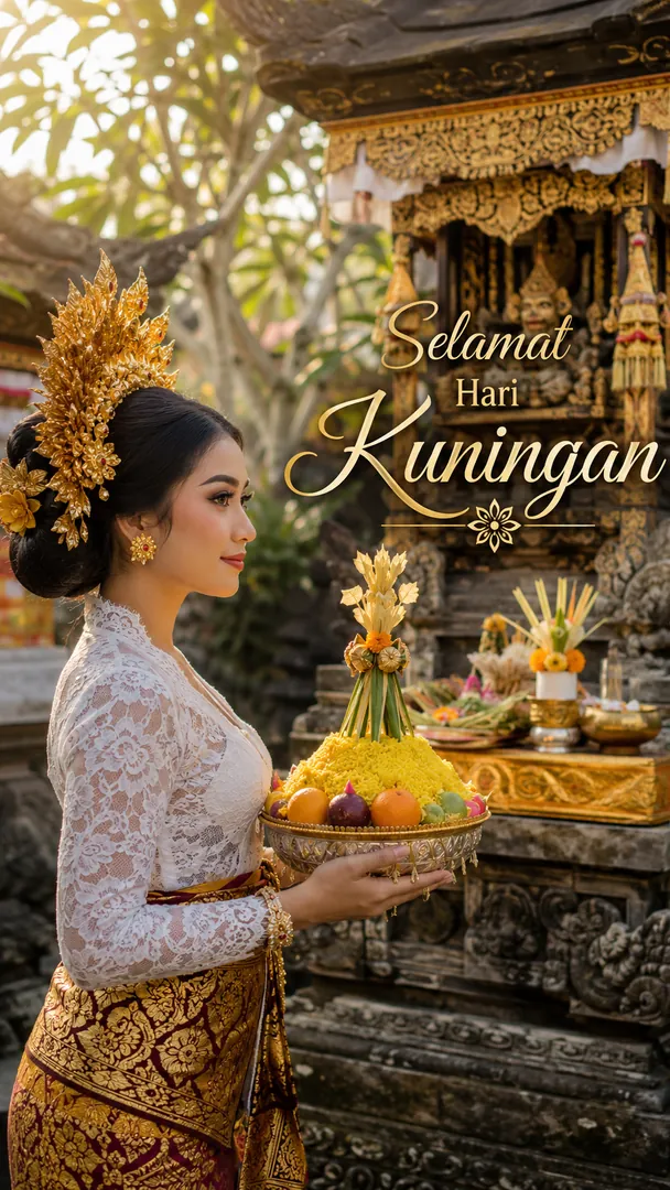 Kuningan Golden Offering: AI Balinese Hindu Festivals photo effect