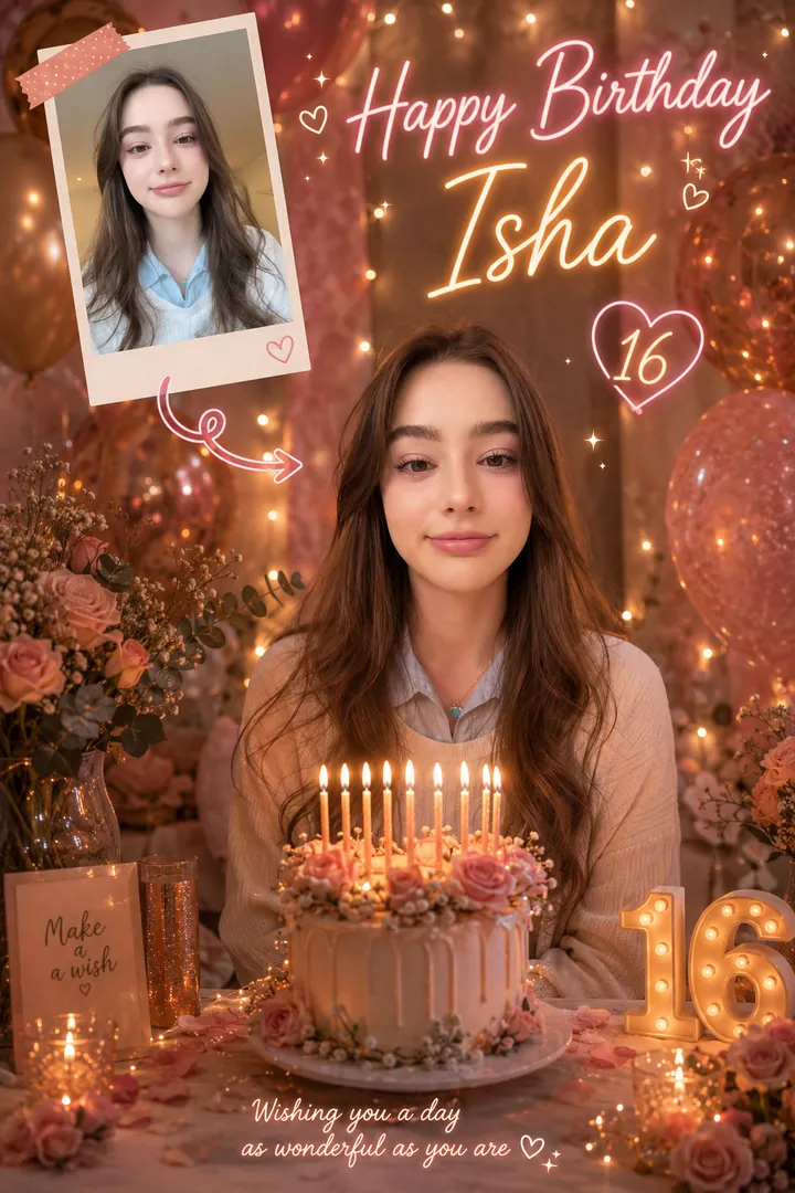 Aesthetic Glow: AI Birthday Posters & Custom Wishes photo effect example 2