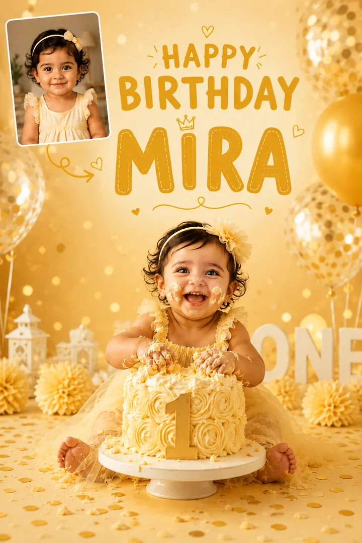 Cake Smash: AI Birthday Posters & Custom Wishes photo effect