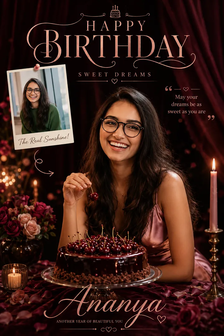 Cherry Dreams: AI Birthday Posters & Custom Wishes photo effect example 2