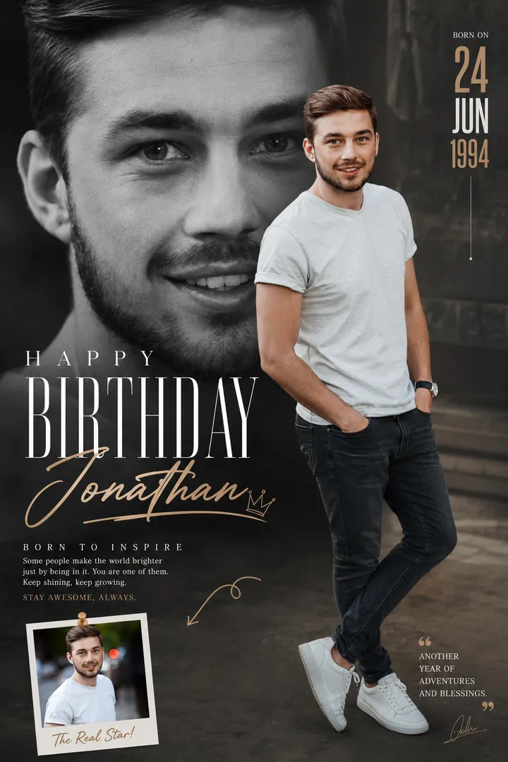 Cinematic Portrait: AI Birthday Posters & Custom Wishes photo effect example 2