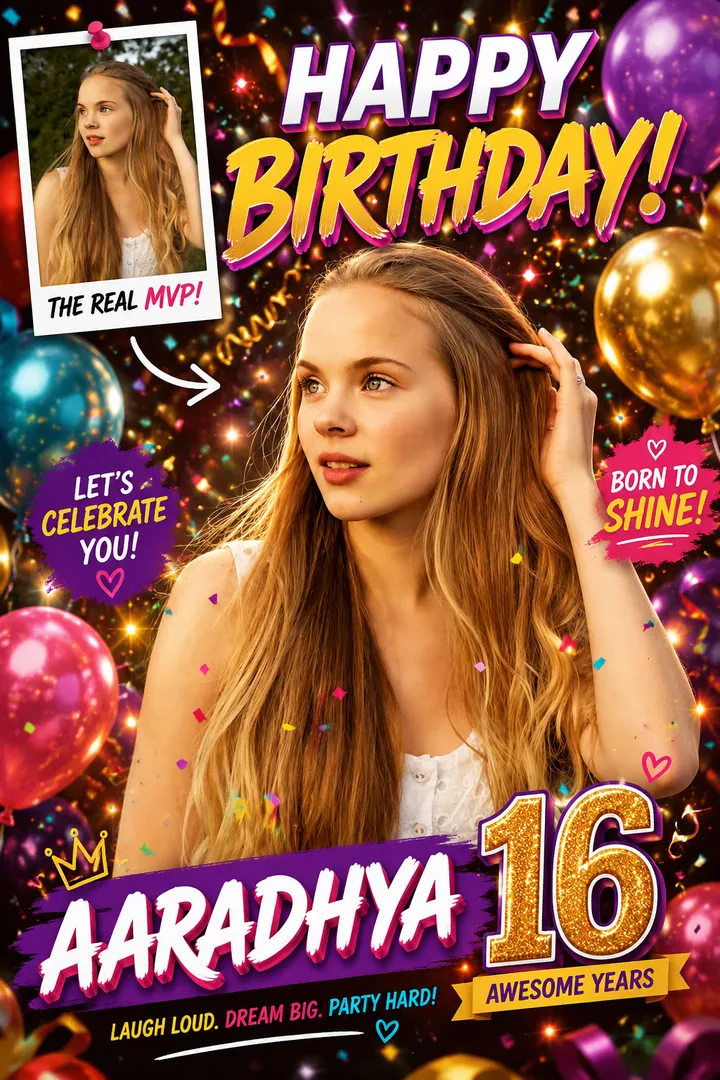 Confetti Pop: AI Birthday Posters & Custom Wishes photo effect