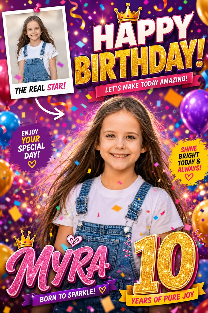 Confetti Pop: AI Birthday Posters & Custom Wishes photo effect example 2