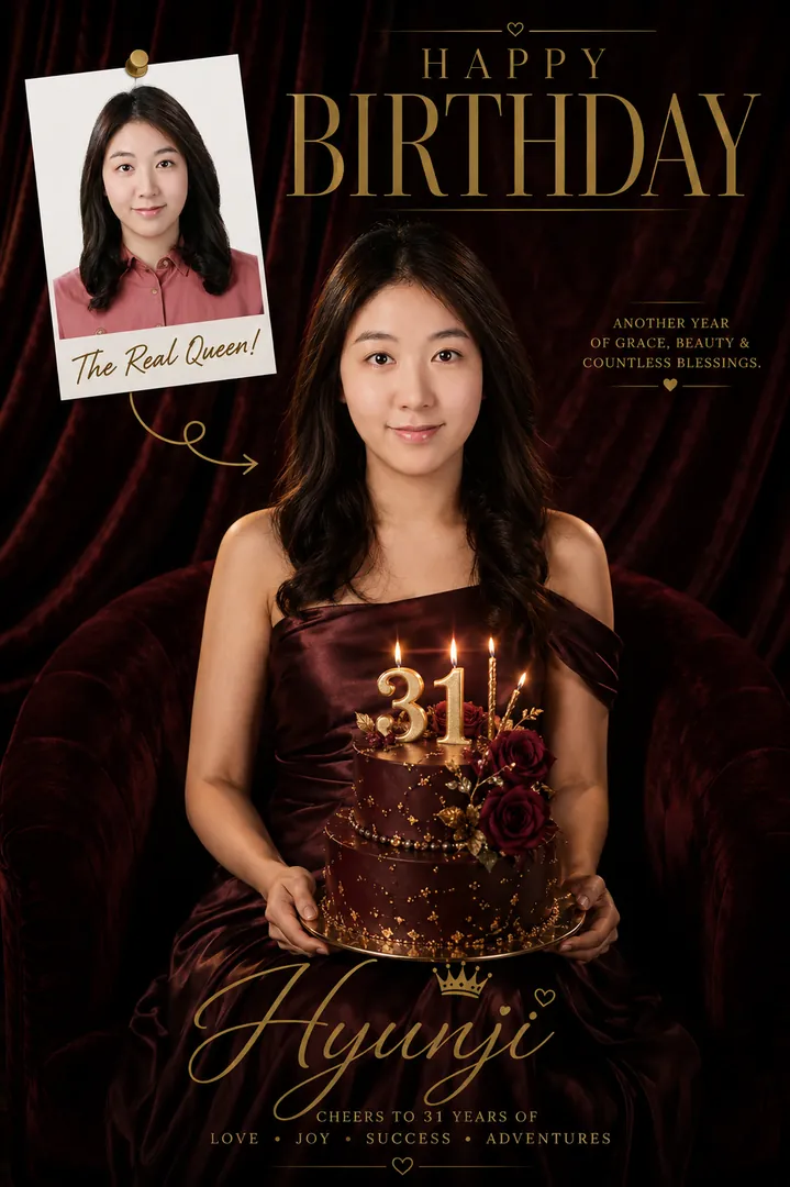 Velvet Portrait: AI Birthday Posters & Custom Wishes photo effect example 2