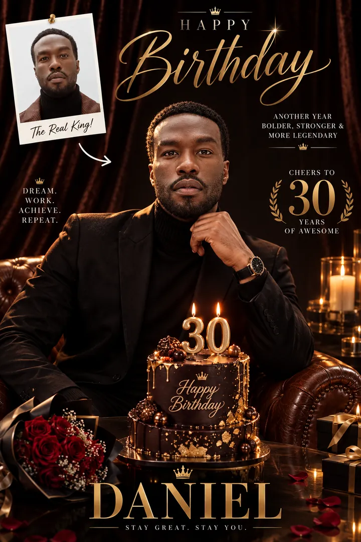 Velvet Portrait: AI Birthday Posters & Custom Wishes photo effect