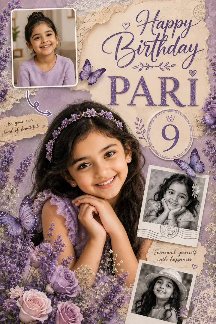 Floral Collage: AI Birthday Posters & Custom Wishes photo effect example 2