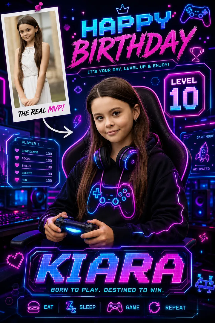 Level Up: AI Birthday Posters & Custom Wishes photo effect example 2