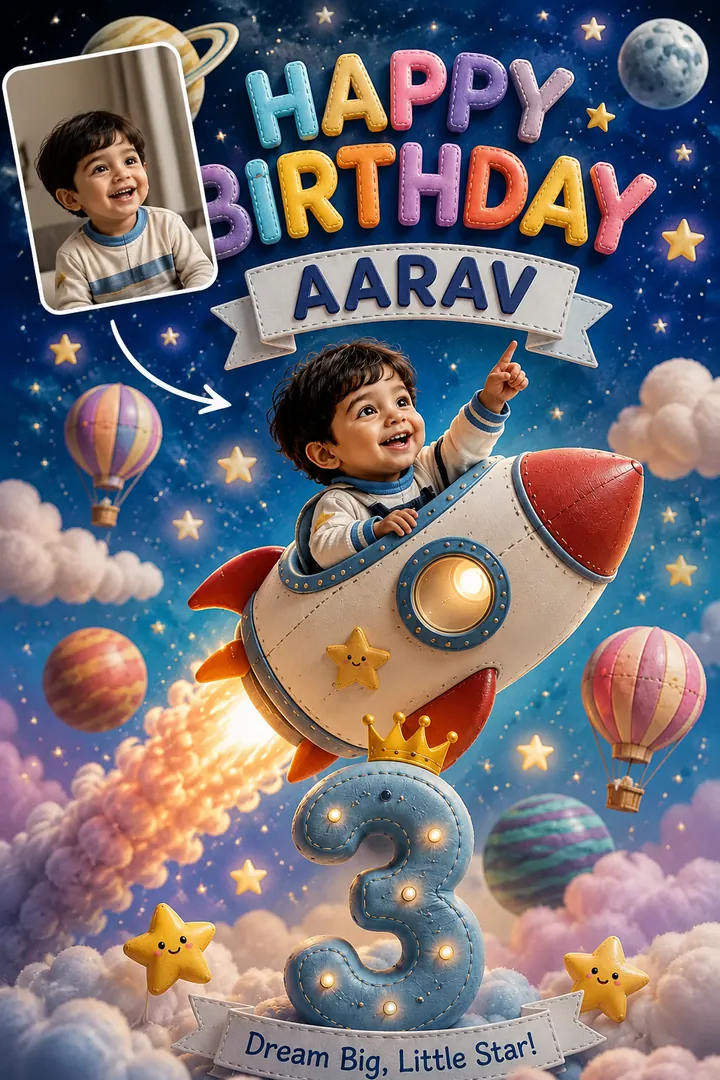Explorer's Lift-Off: AI Birthday Posters & Custom Wishes photo effect example 2