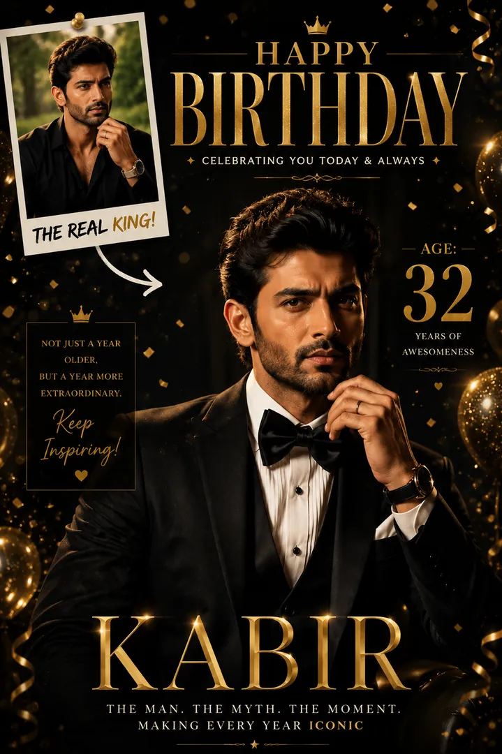 Magazine Cover: AI Birthday Posters & Custom Wishes photo effect example 2