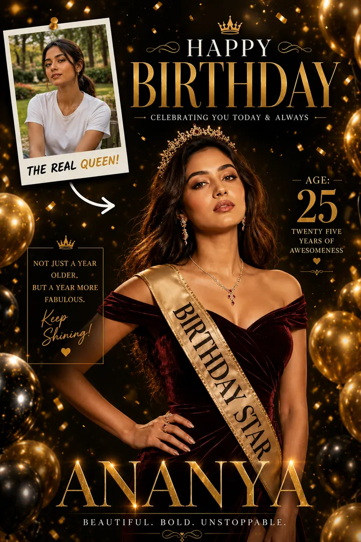 Magazine Cover: AI Birthday Posters & Custom Wishes photo effect