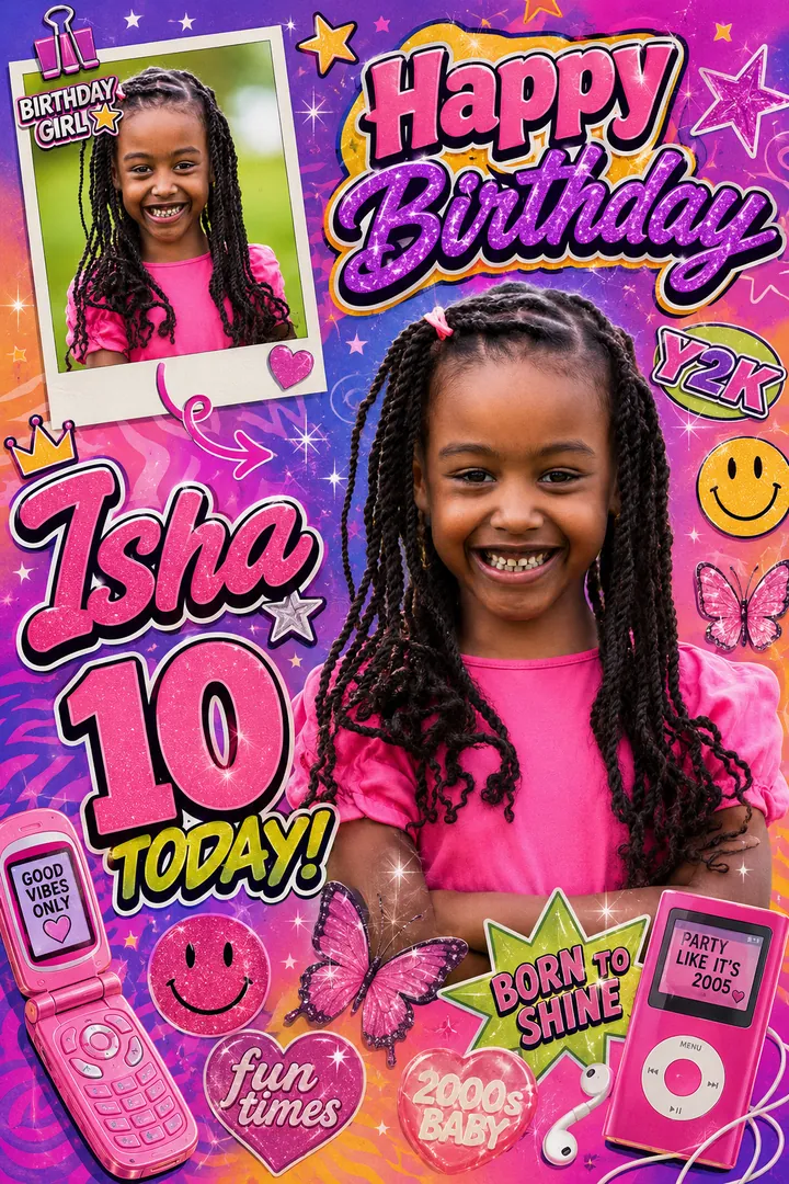 Y2K Retro Pop: AI Birthday Posters & Custom Wishes photo effect example 2