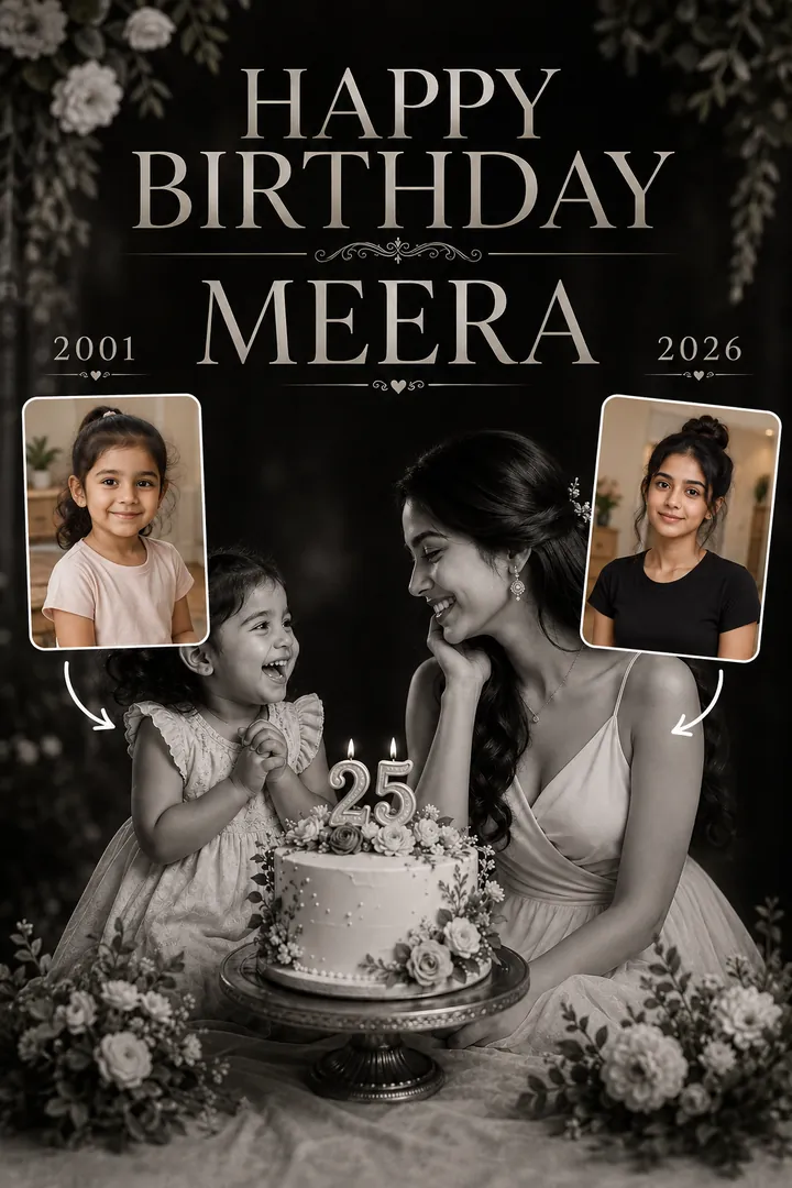 Meet Your Younger Self: AI Birthday Posters & Custom Wishes photo effect