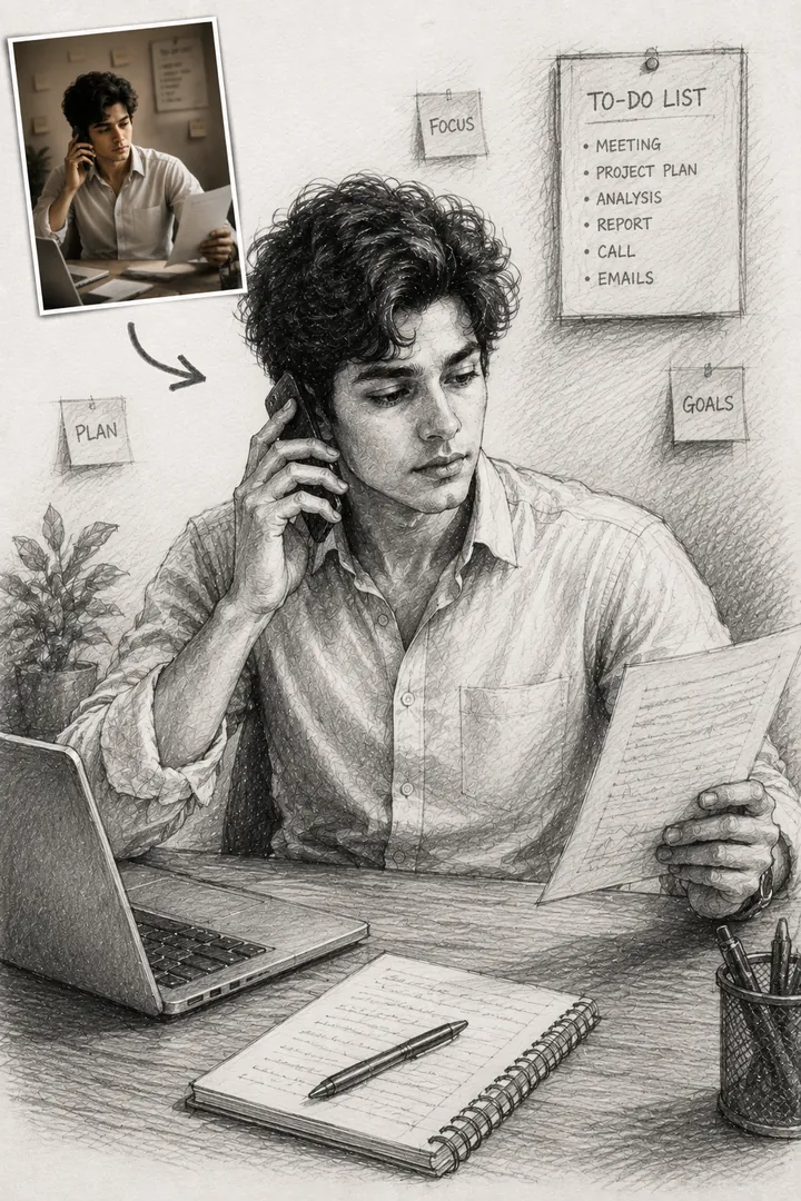 Pencil Sketch — AI photo example