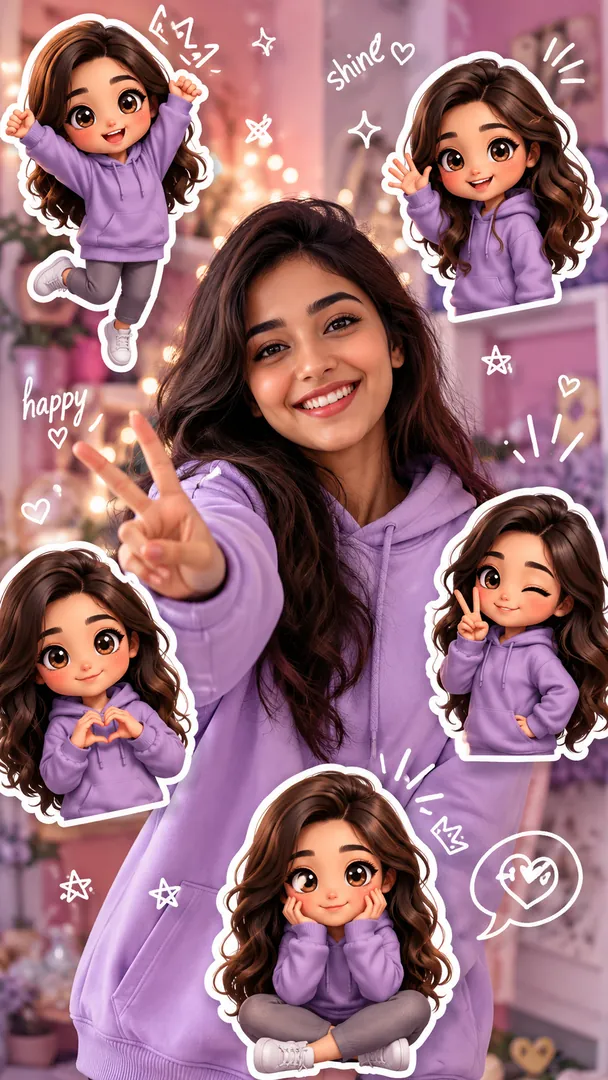 3D Chibi Sticker Collage — AI photo example