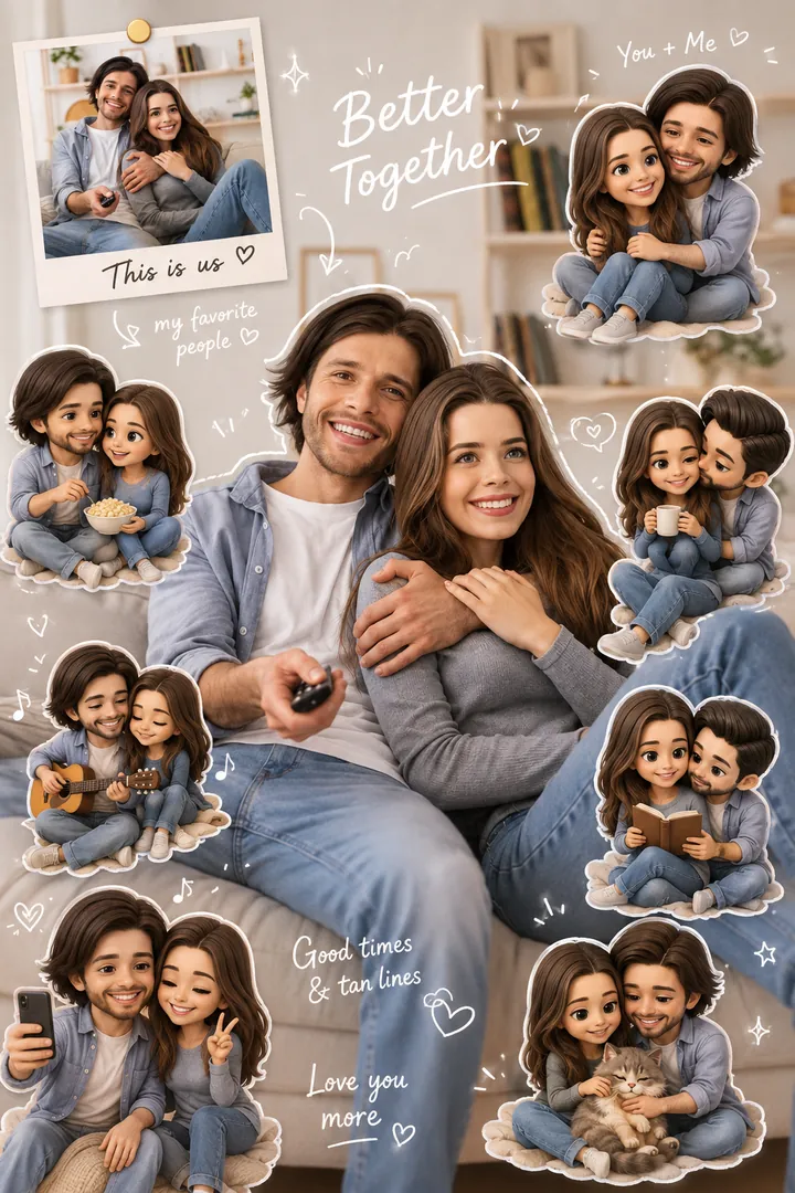 Couple Chibi Collage: AI Chibi Art & Cute Avatars photo effect example 2