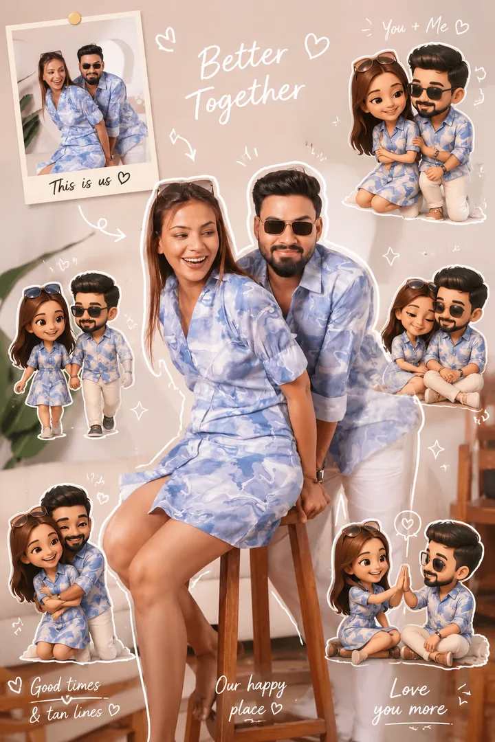 Couple Chibi Collage: AI Chibi Art & Cute Avatars photo effect