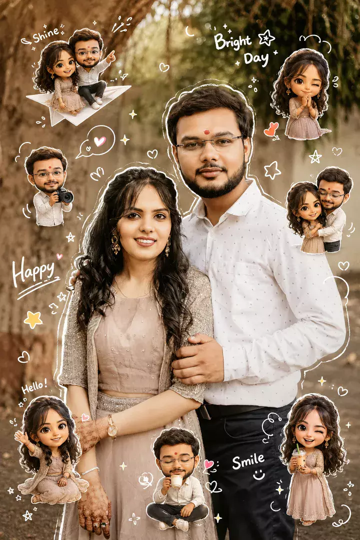 Couple Chibi Collage AI photo example 2