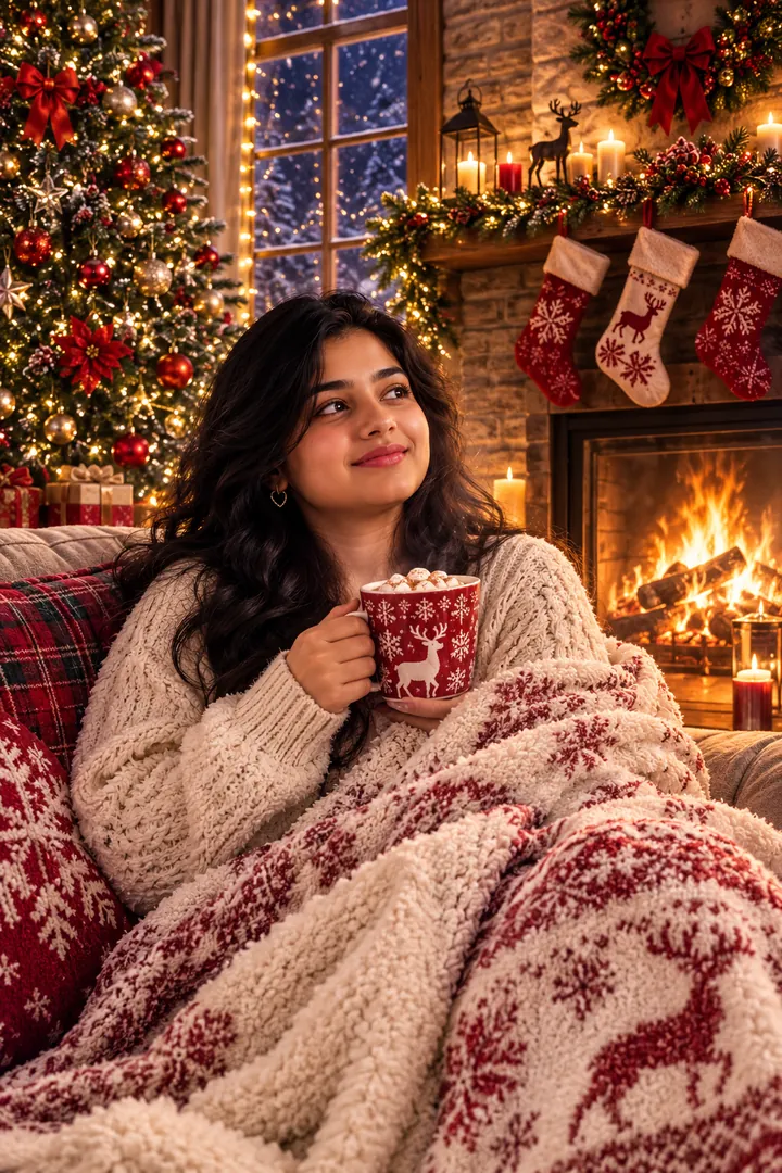 Cozy Christmas Home: AI Christmas photo effect example 2