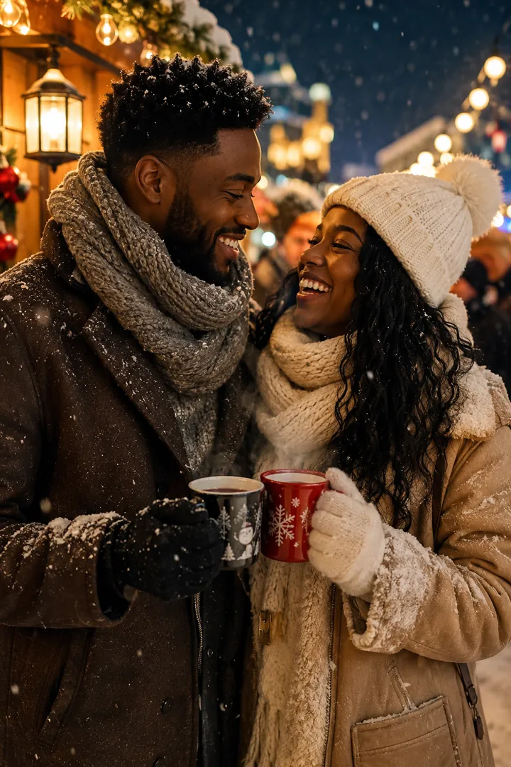 Cozy Winter Couple: AI Christmas photo effect example 2