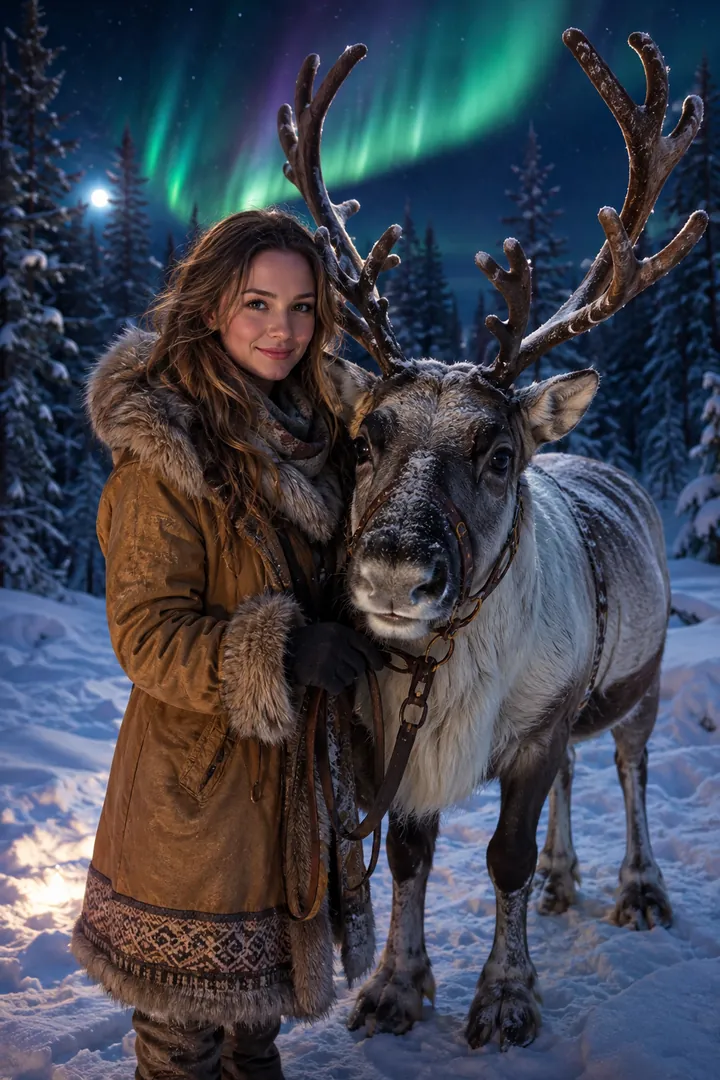 Reindeer in the Snow: AI Christmas photo effect example 2
