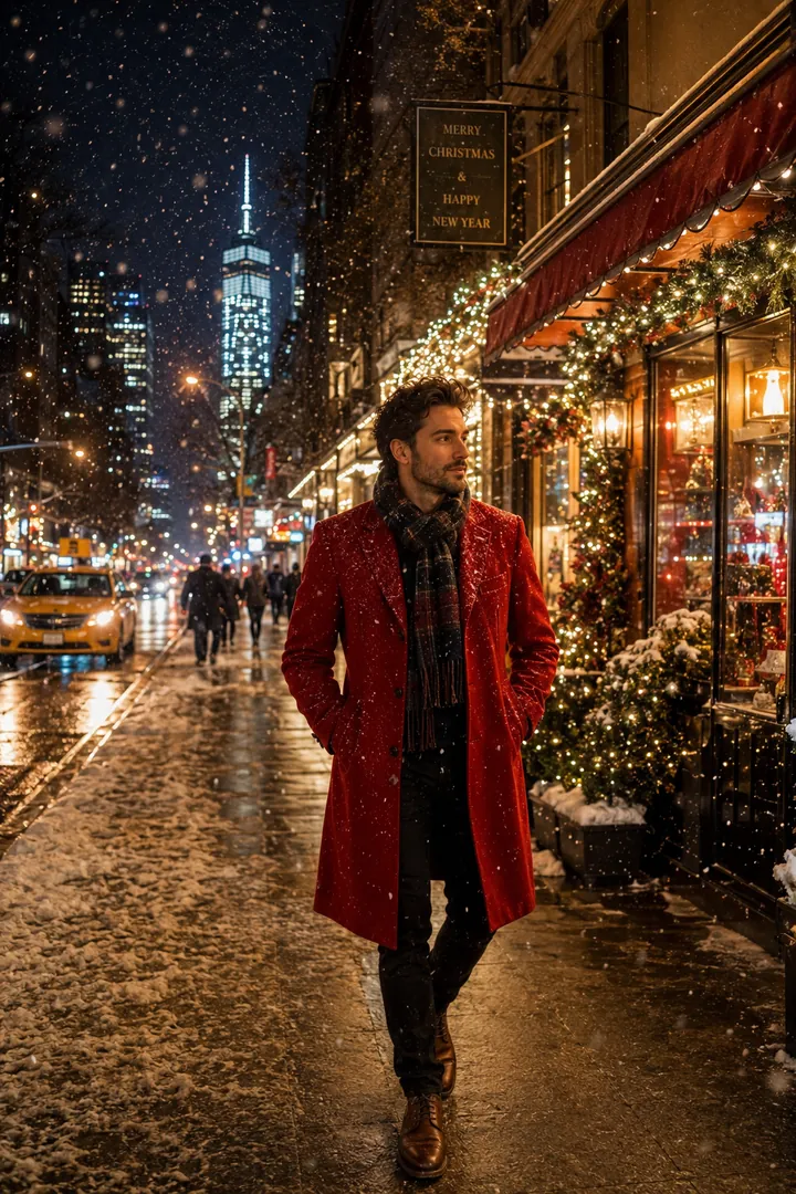 Santa in the City: AI Christmas photo effect example 2