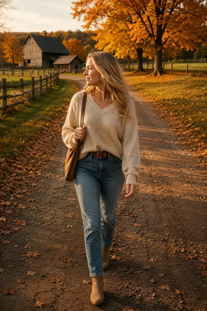 Autumn Country Road: AI Cozy & Autumn Aesthetic photo effect