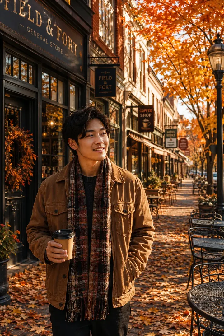 Small-Town Main Street: AI Cozy & Autumn Aesthetic photo effect example 2