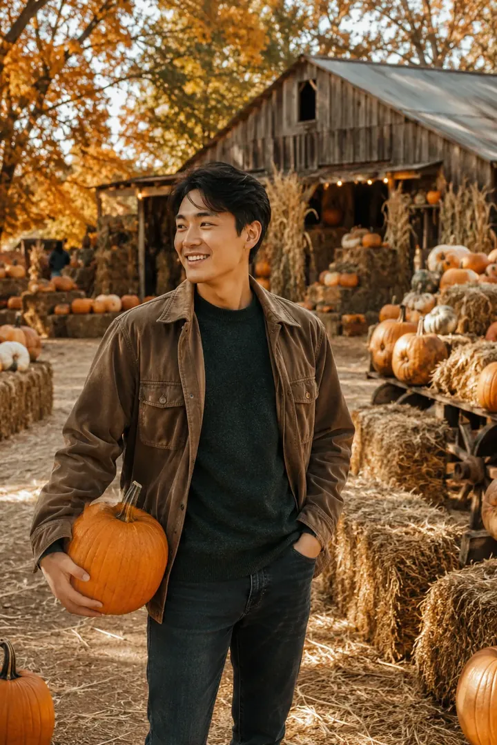 Pumpkin Farm Afternoon: AI Cozy & Autumn Aesthetic photo effect