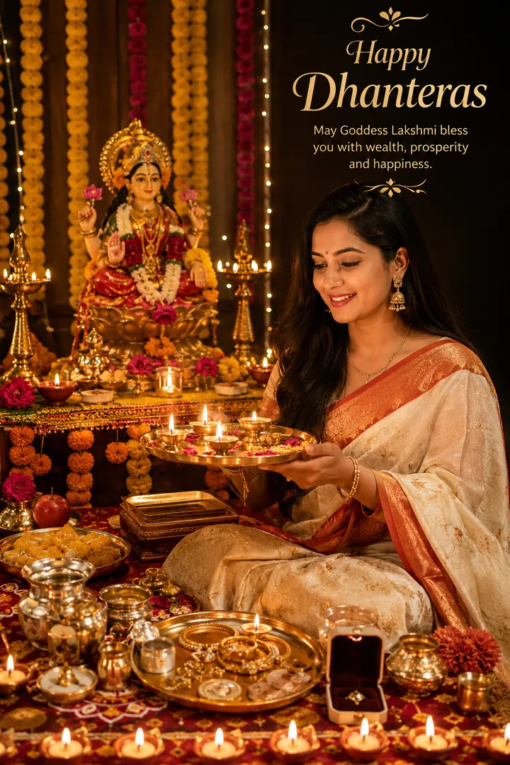 Diya & Lakshmi Puja: AI Dhanteras photo effect