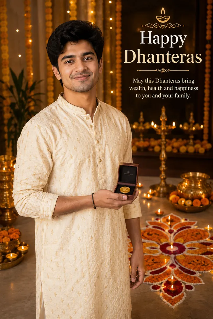 Gold & Prosperity Portrait: AI Dhanteras photo effect