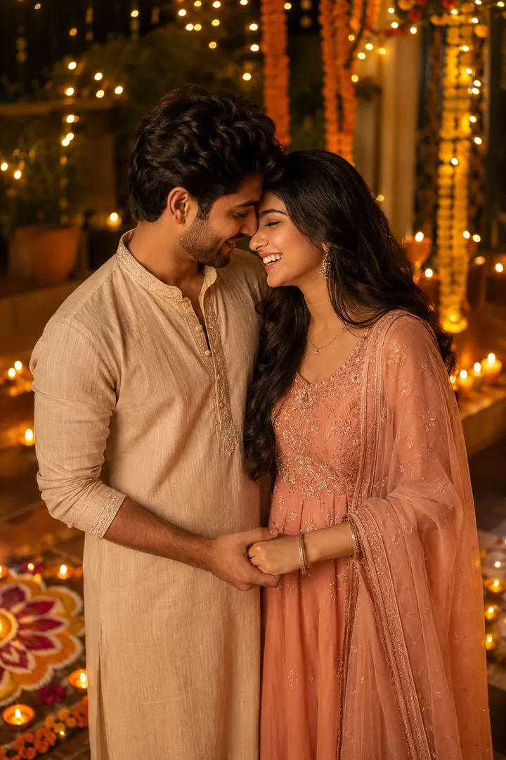 Diwali Couple Glow: AI Diwali photo effect example 2