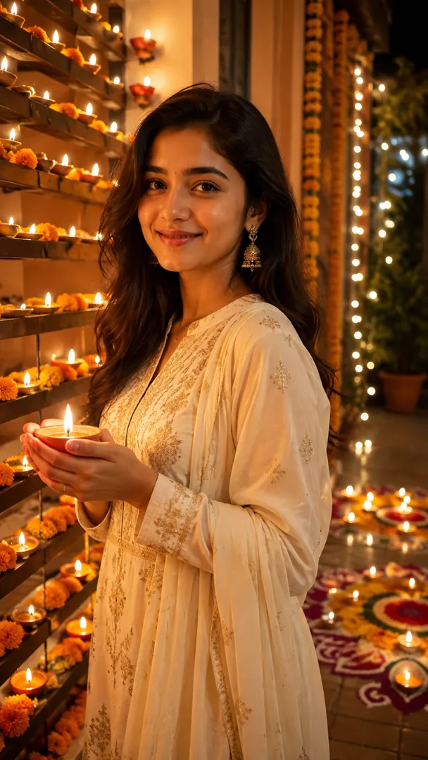 Diya Wall Portrait: AI Diwali photo effect
