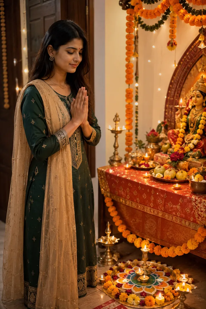 Lakshmi Puja at Home: AI Diwali photo effect example 2
