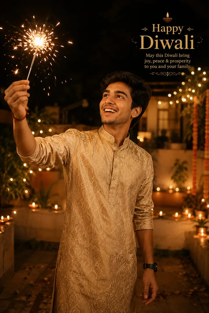 Sparkler Night: AI Diwali photo effect