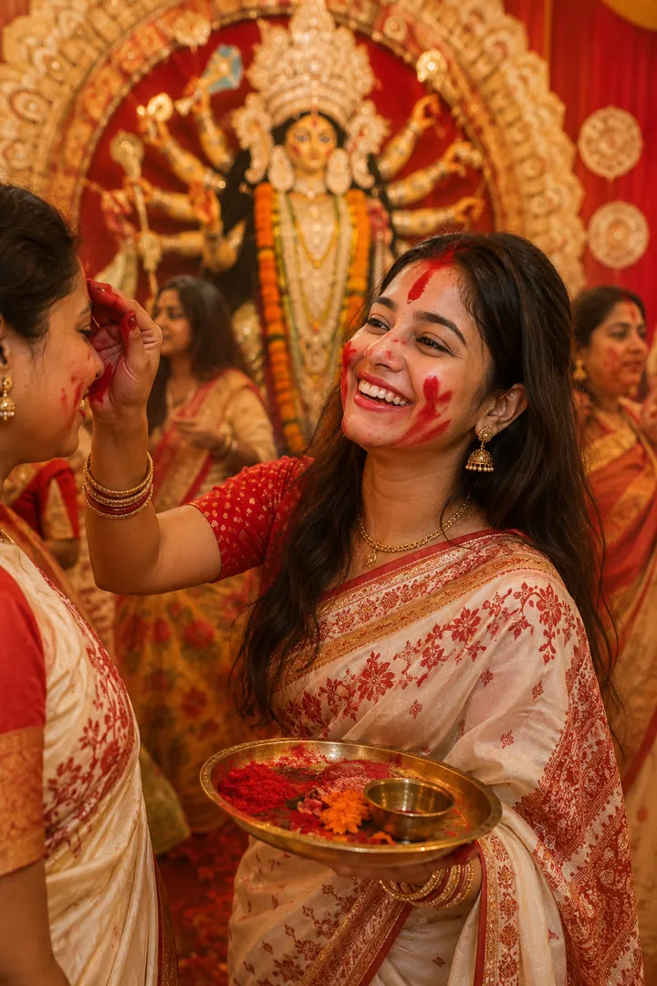 Sindoor Khela: AI Durga Puja photo effect